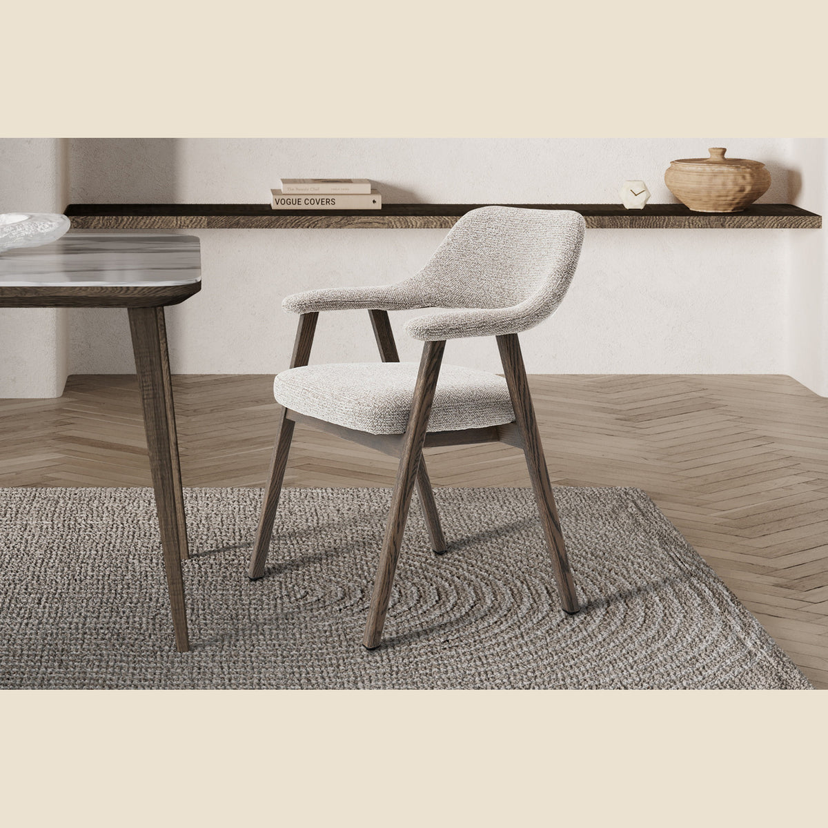 Chaise Coralie — Chêne massif et tissu