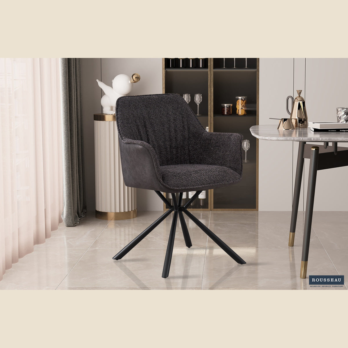 Chaise Lucie — Bouclé et simili