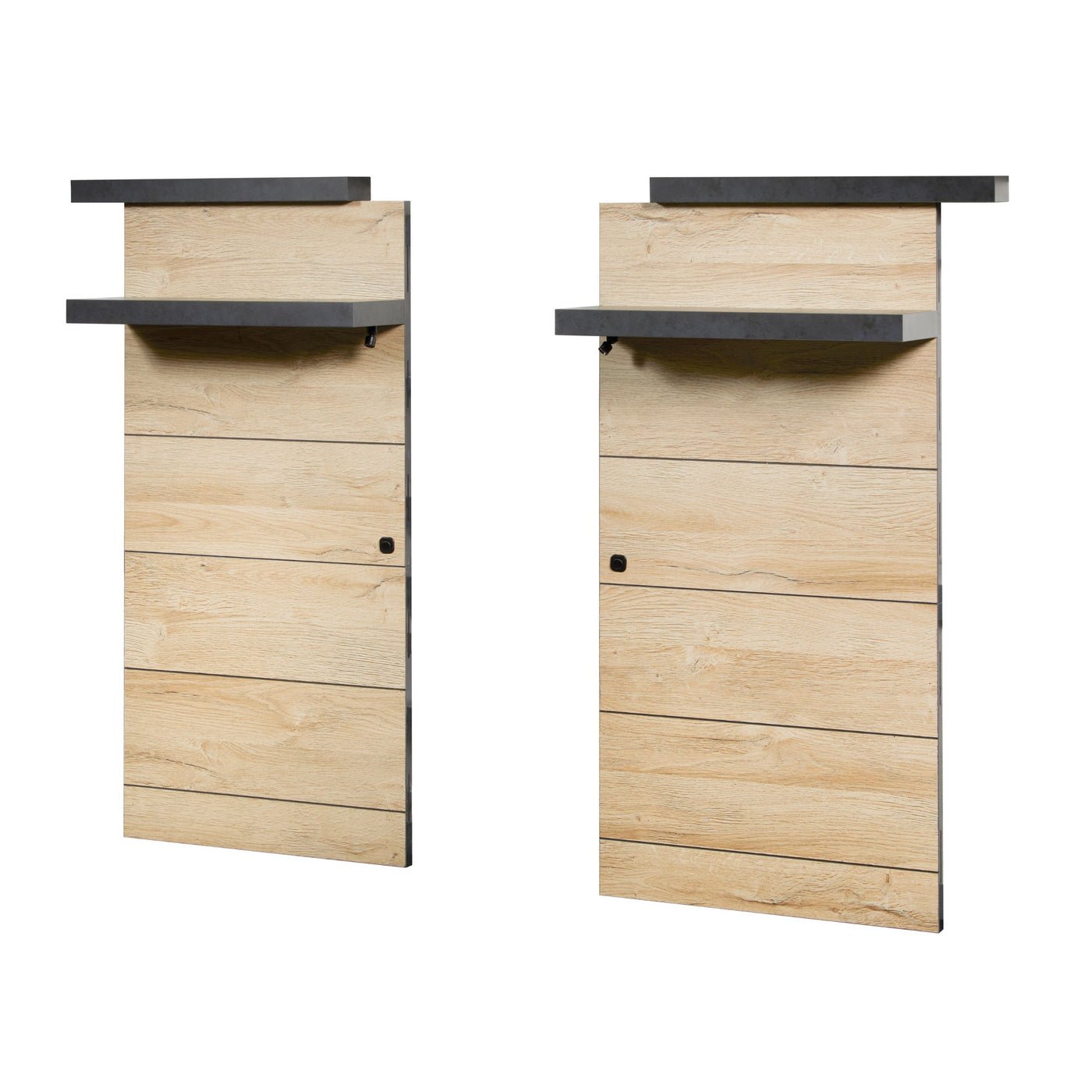 Paire de chevets suspendus Phaedra FRENCH OAK / NOX avec tablette LED intégrée