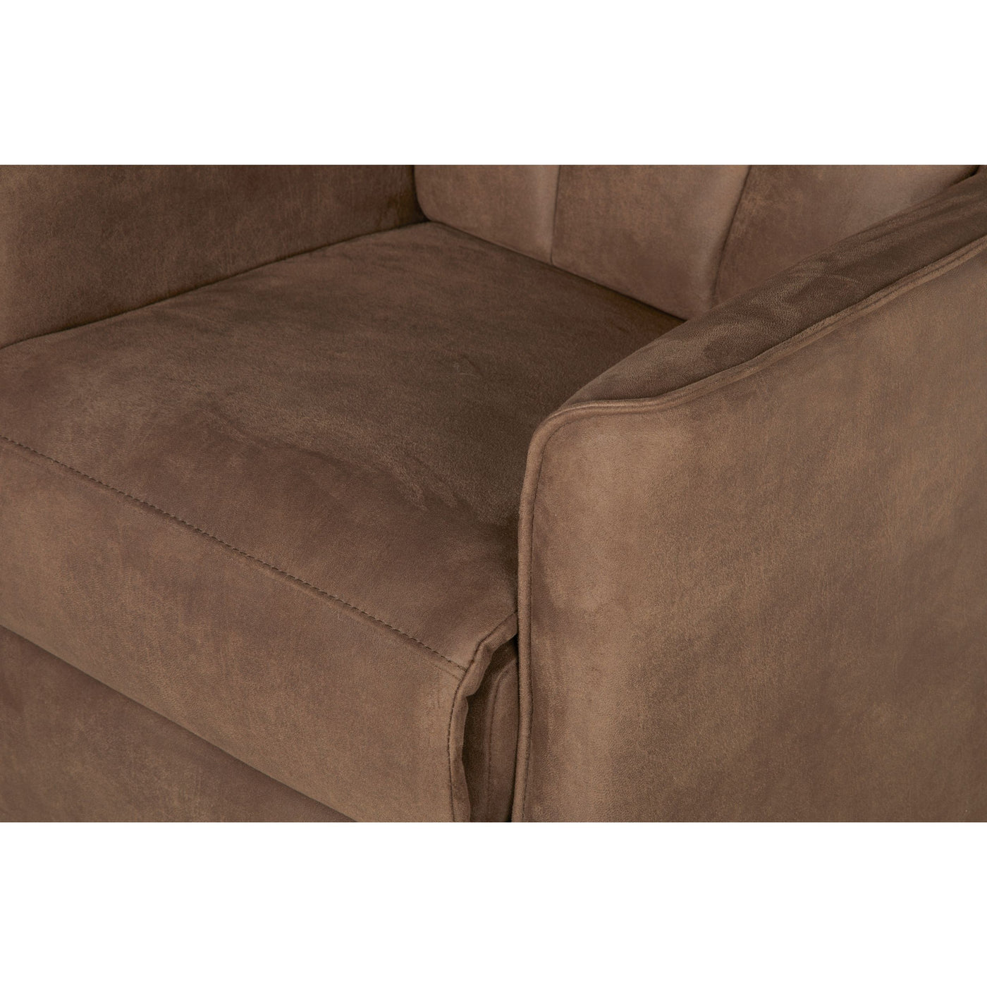 Fauteuil relax Levi en tissu brun foncé, détail de l'assise