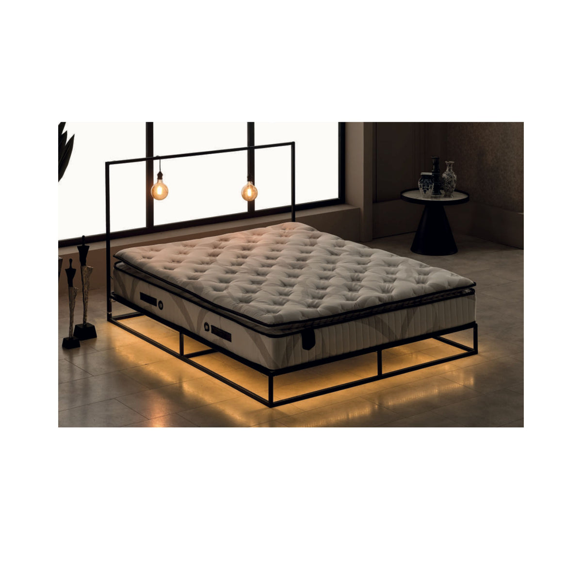 Lit boxspring Oscar — Tête de lit matelassée