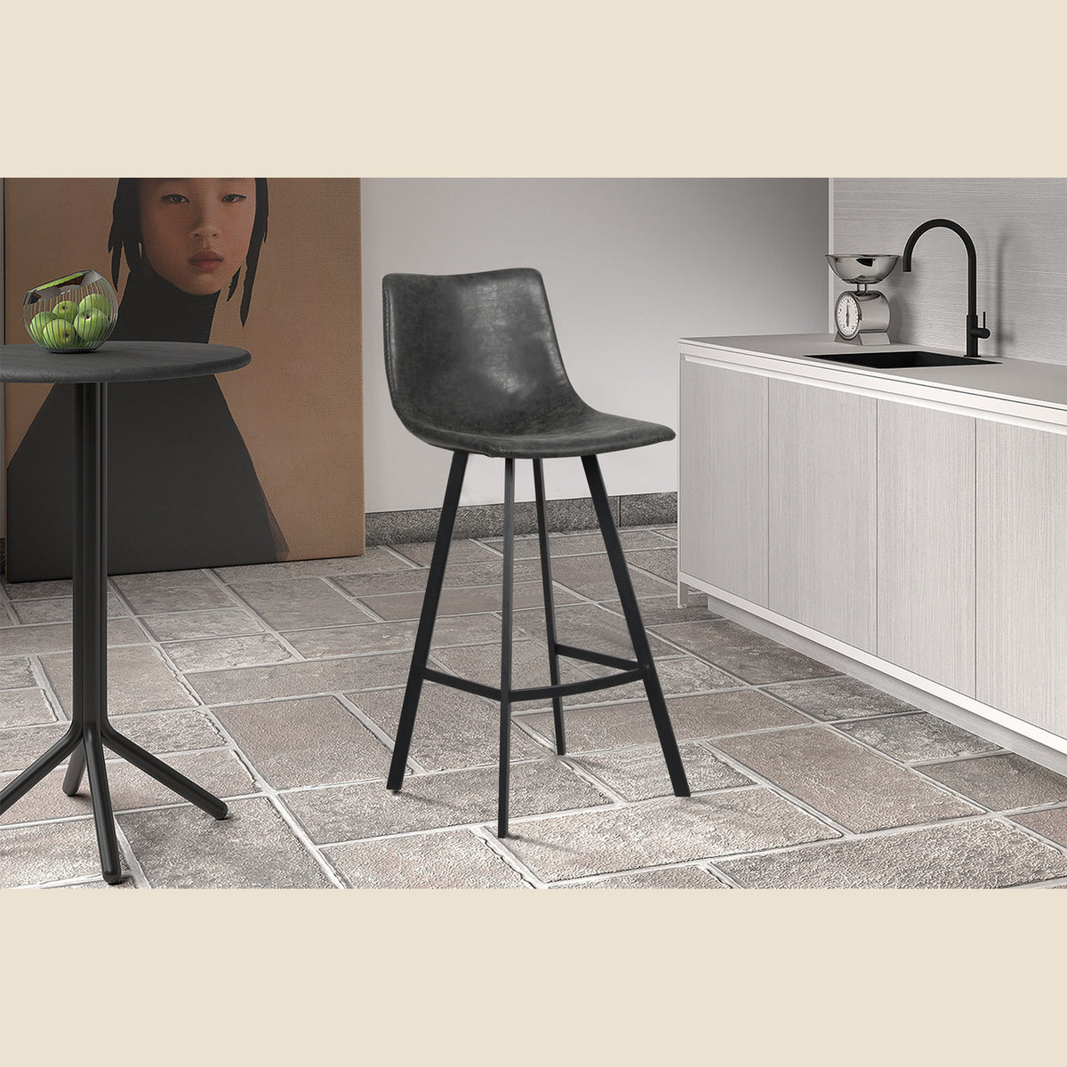 Tabouret de bar Ozan — PU vintage