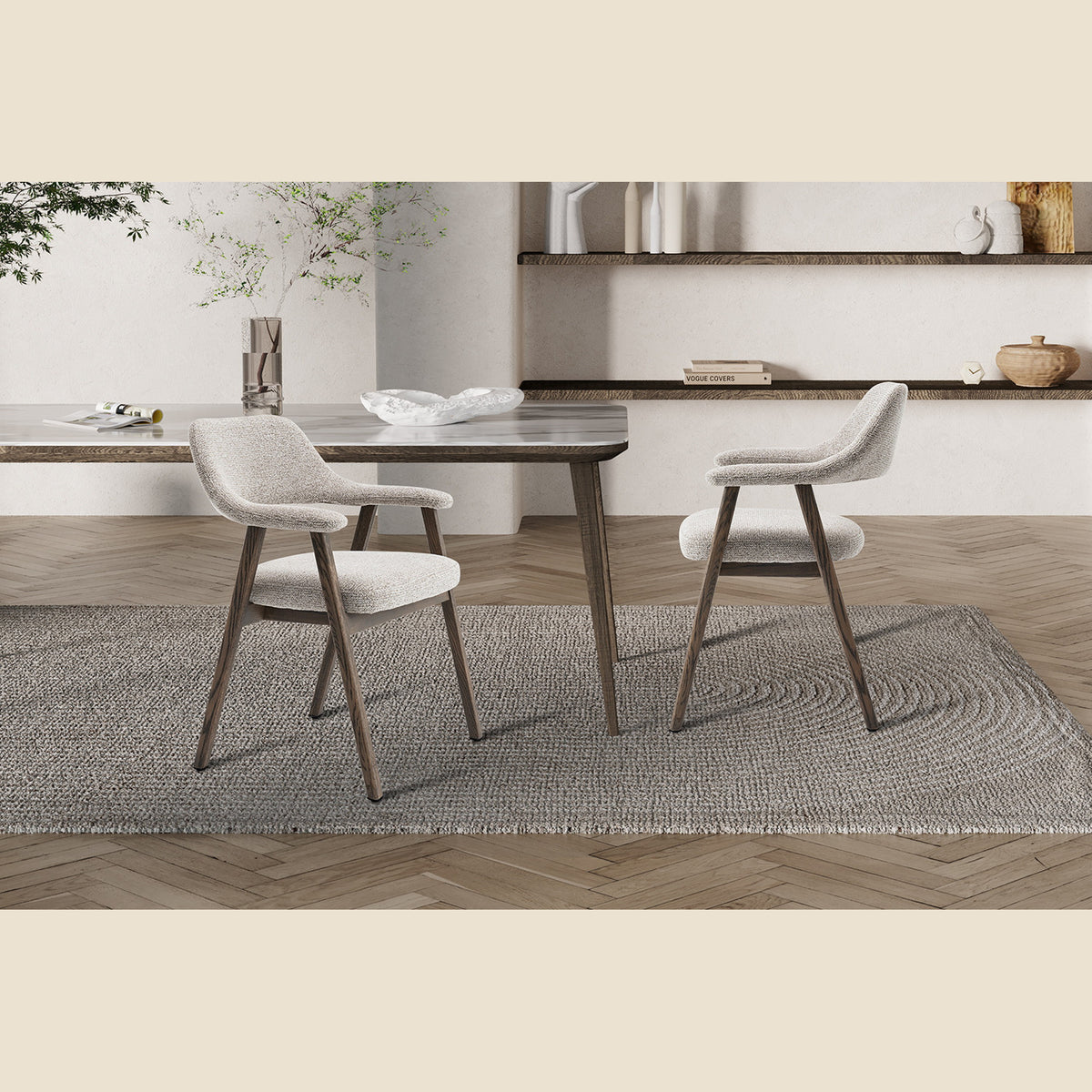 Chaise Coralie — Chêne massif et tissu