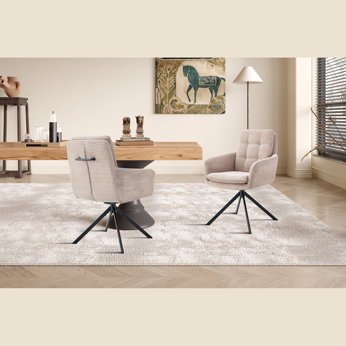 Chaise Luna — Velours côtelé, pivotante