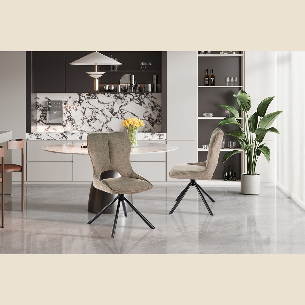 Chaise Mori — Tissu, pivotante