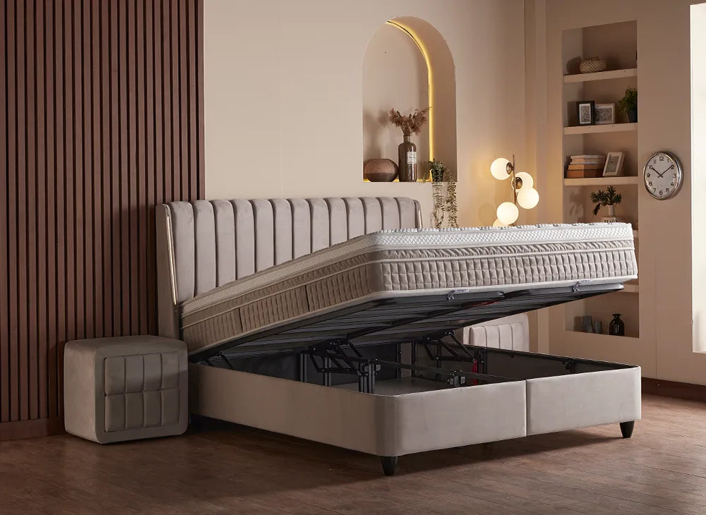 Lit Bristol — Boxspring à coffres de rangement