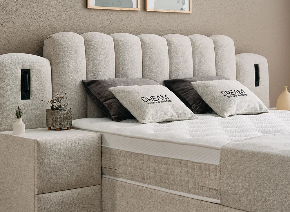 Lit Dream — Boxspring bouclé à coffres de rangement