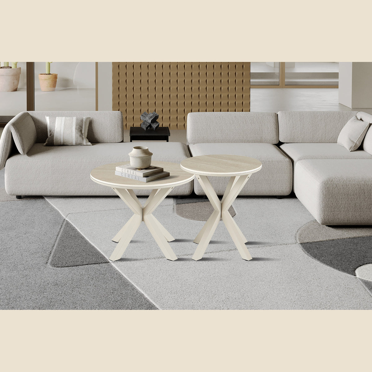 Table basse Noa — Aspect travertin
