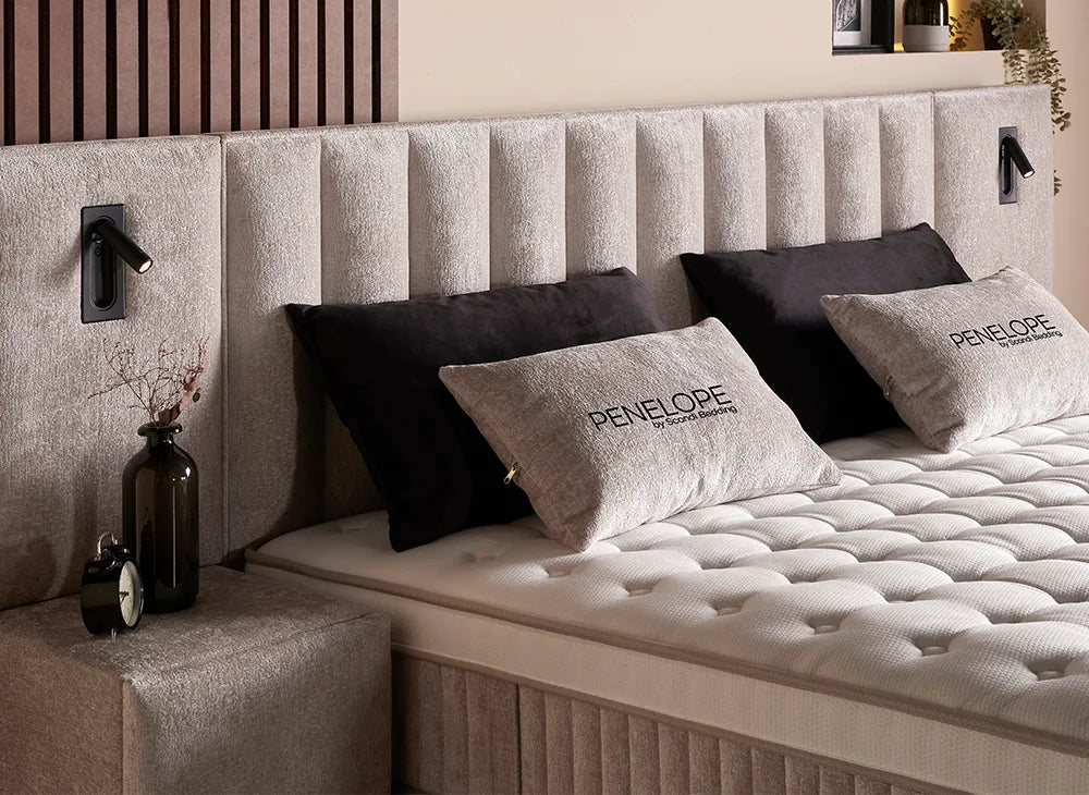 Lit Penelope — Boxspring coffre à liseuses intégrées