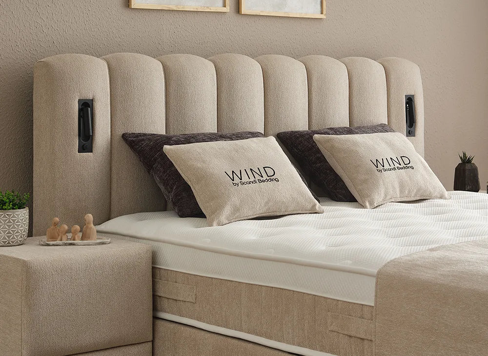 Lit Wind — Boxspring scandinave à coffres de rangement