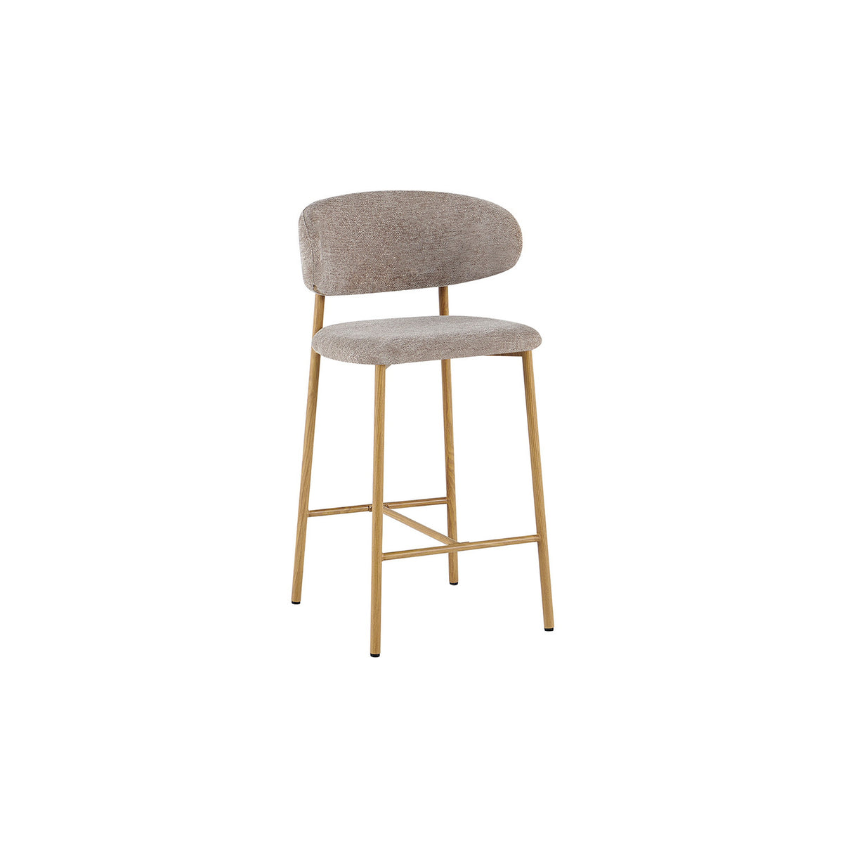 Chaise de comptoir Coco — Tissu chiné, pied naturel ou noyer