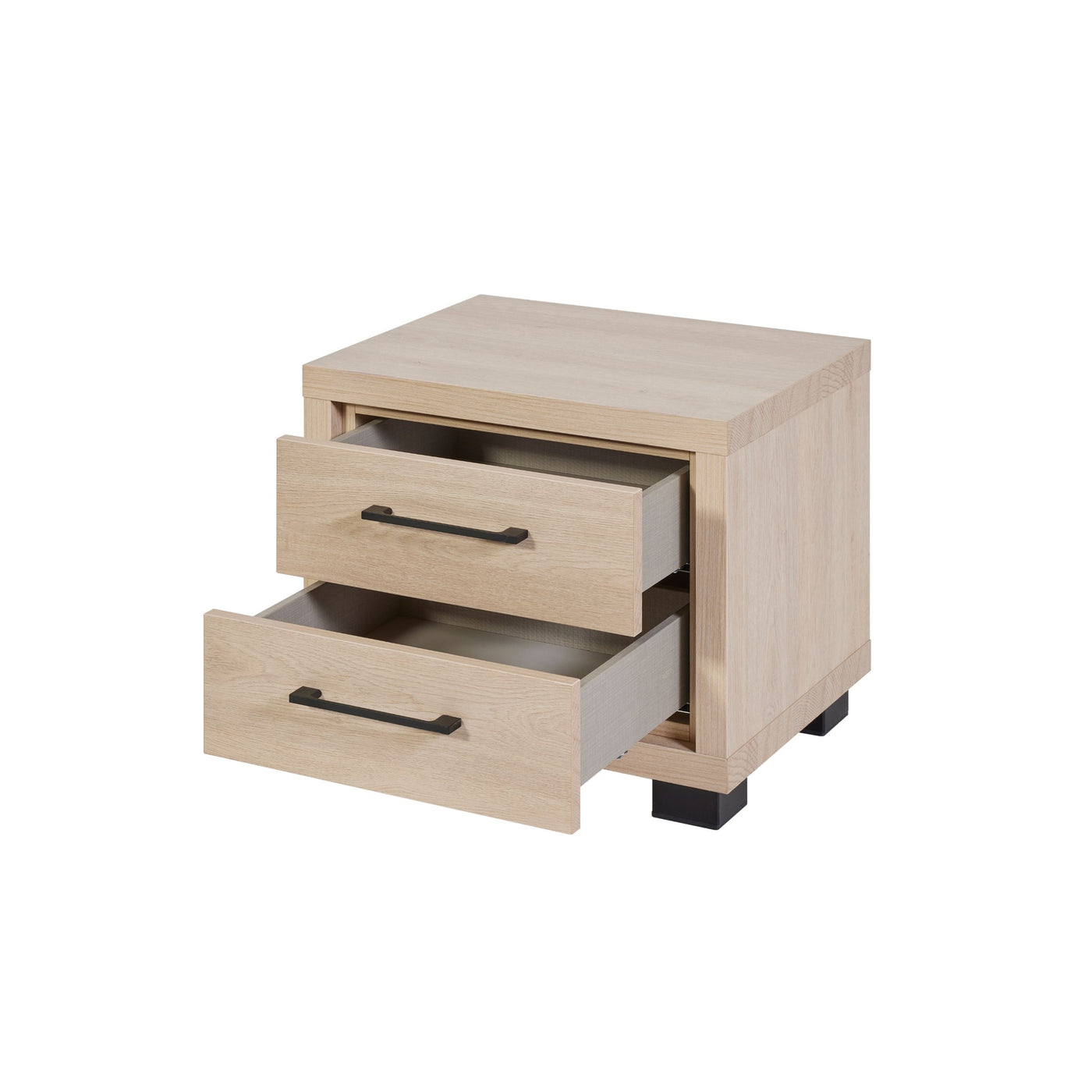 Chevet Udine 2 tiroirs URBAN OAK ouverts, coulisses softclose visibles