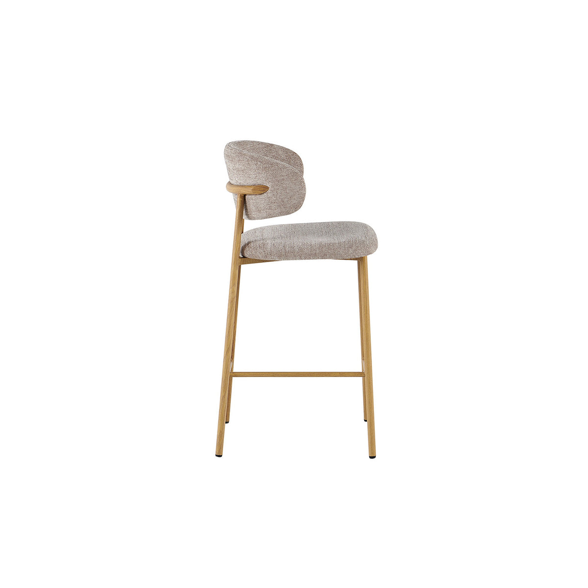 Chaise de comptoir Coco — Tissu chiné, pied naturel ou noyer