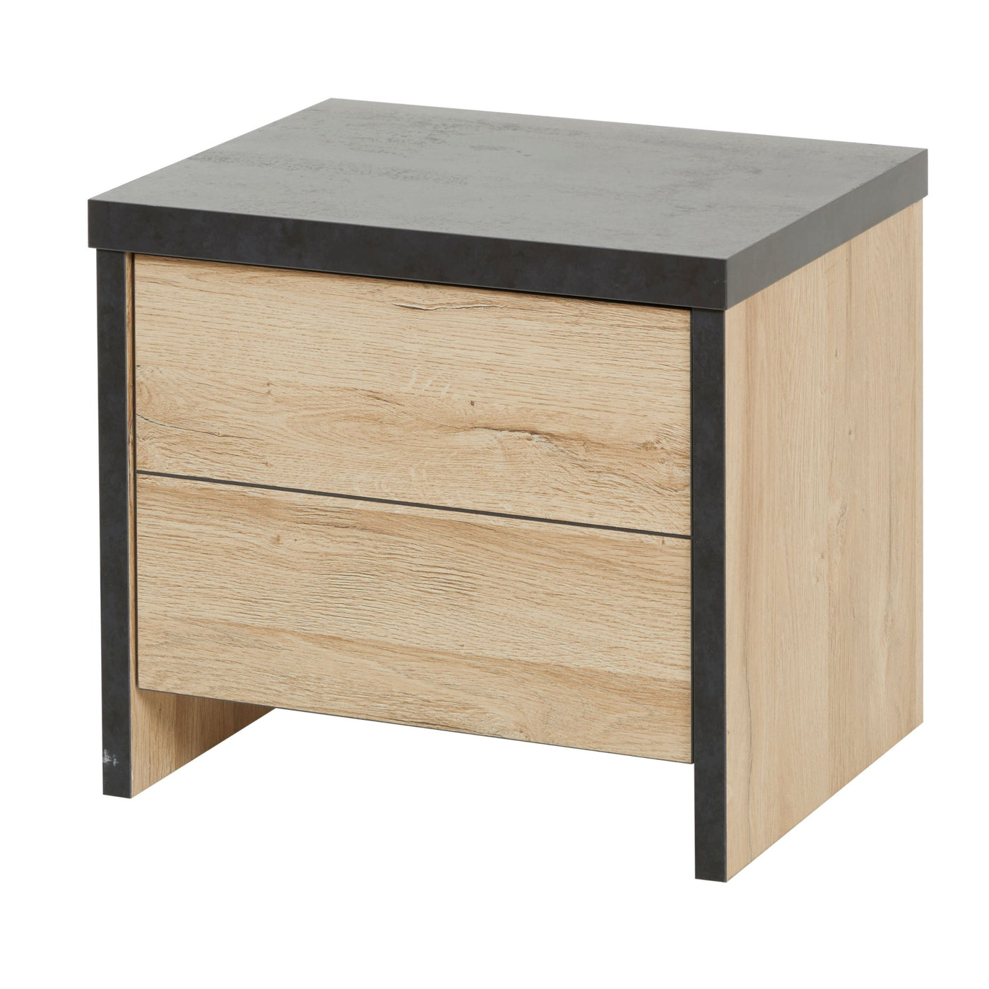 Chevet Phaedra 2 tiroirs : façade FRENCH OAK et plateau NOX