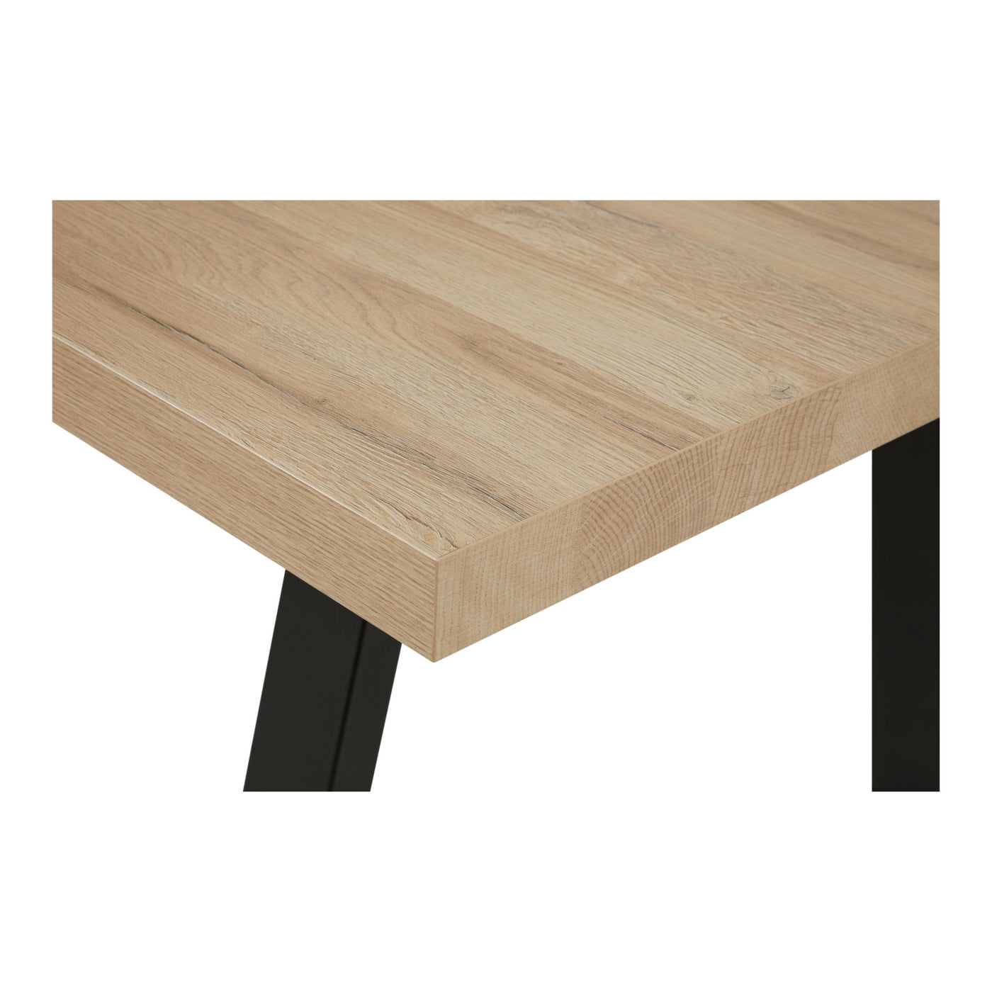 Salle à manger Marnix (French Oak), gros plan sur l'angle du plateau et la jonction du pied de table