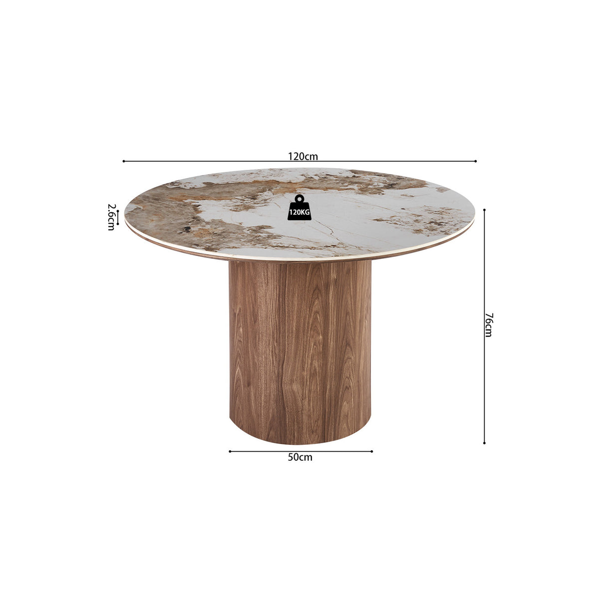 Table Evora — Pierre brillante, pied colonne