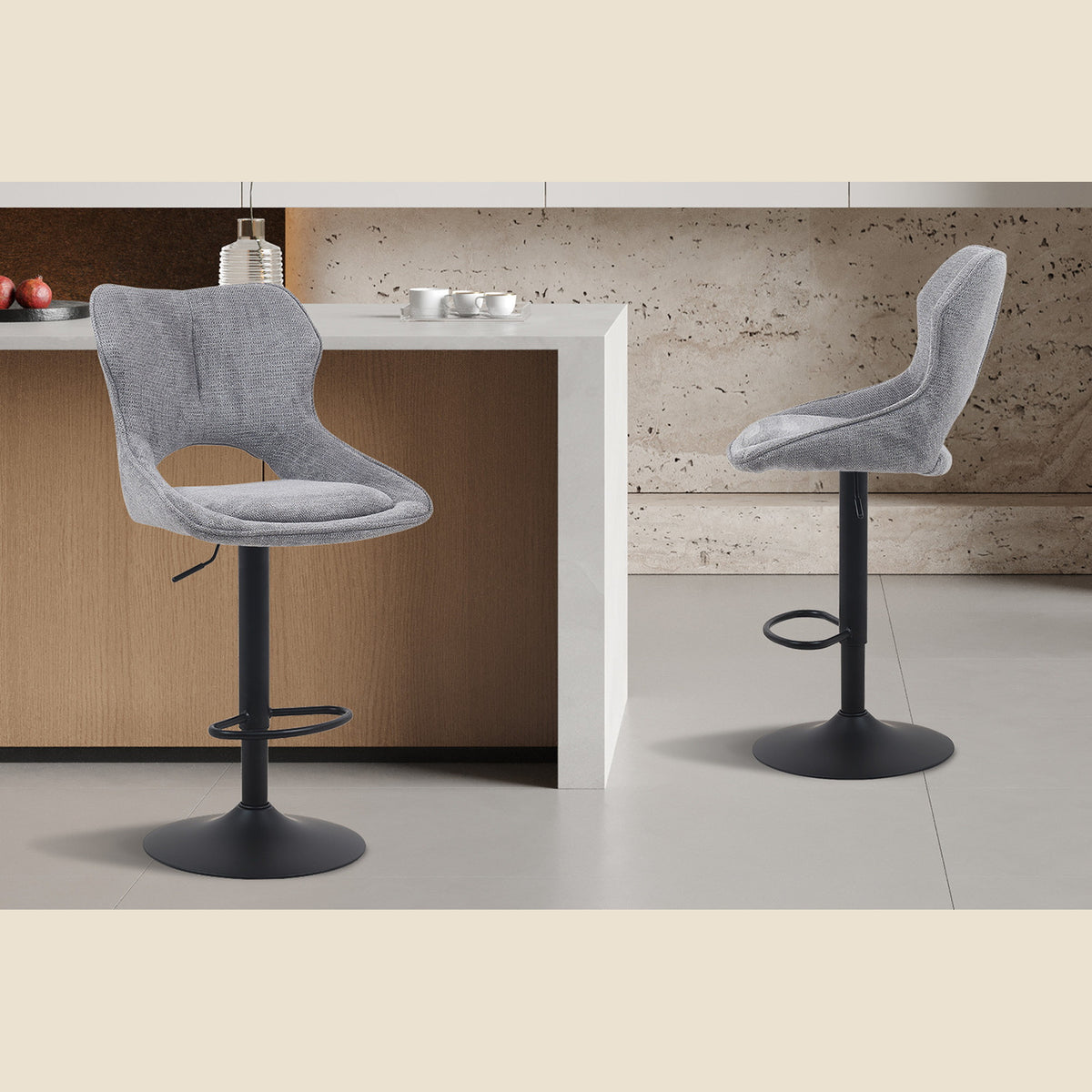 Chaise de bar Mori — Tissu, hauteur réglable