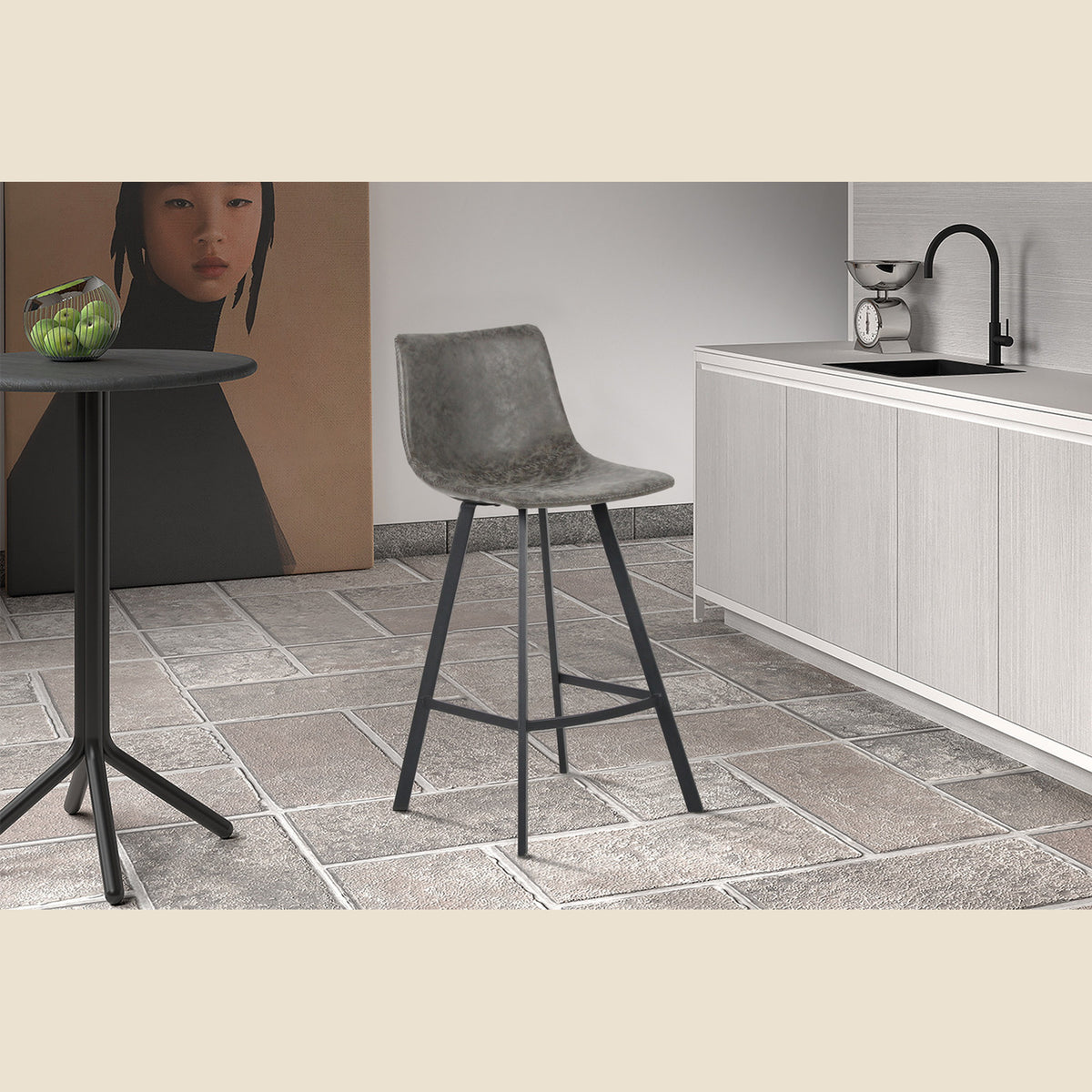 Chaise de comptoir Ozan — Simili cuir