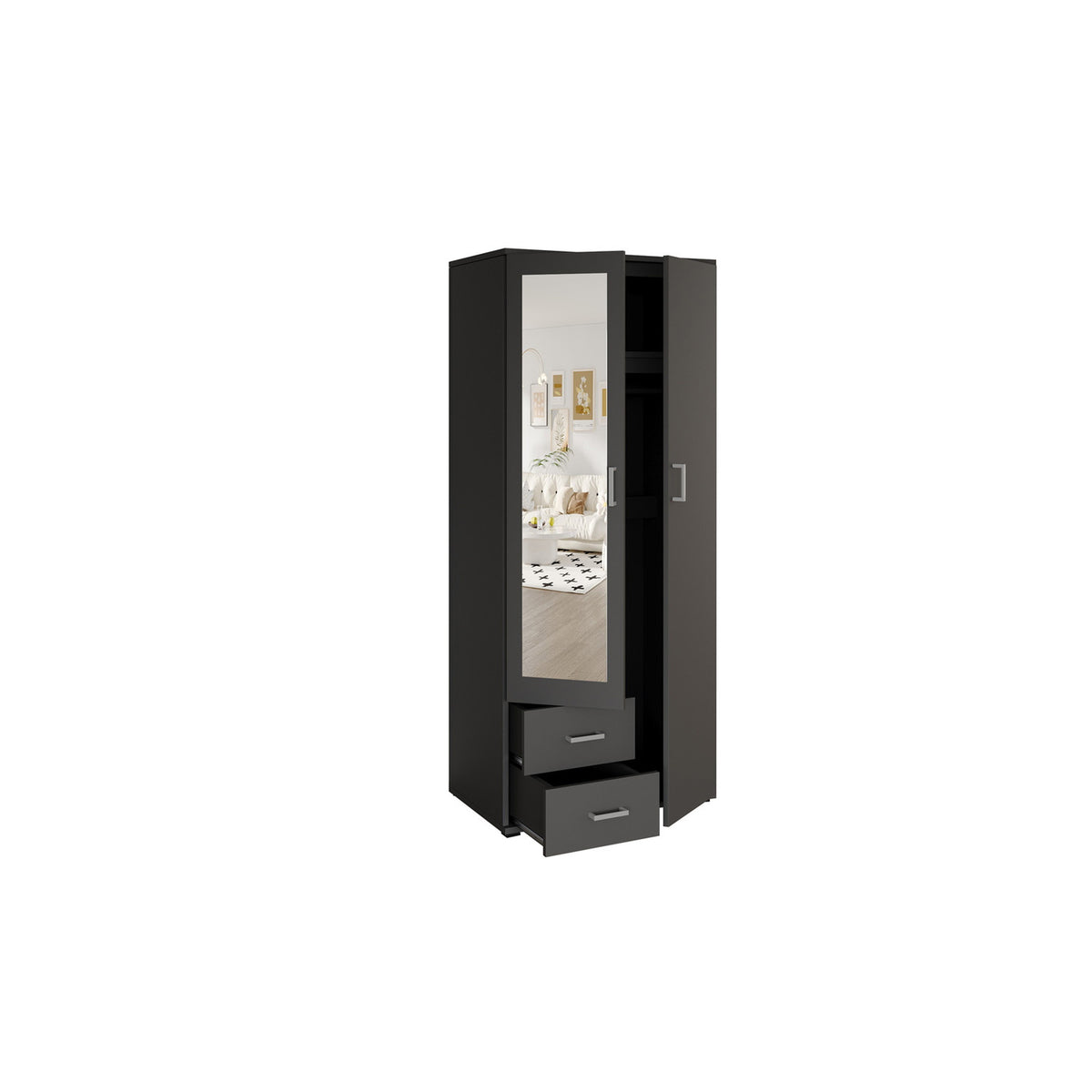 Armoire Marc — Portes battantes avec miroir