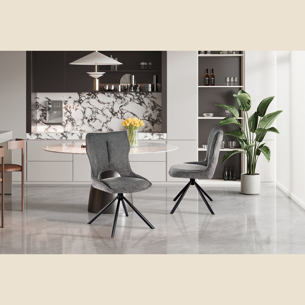Chaise Mori — Tissu, pivotante