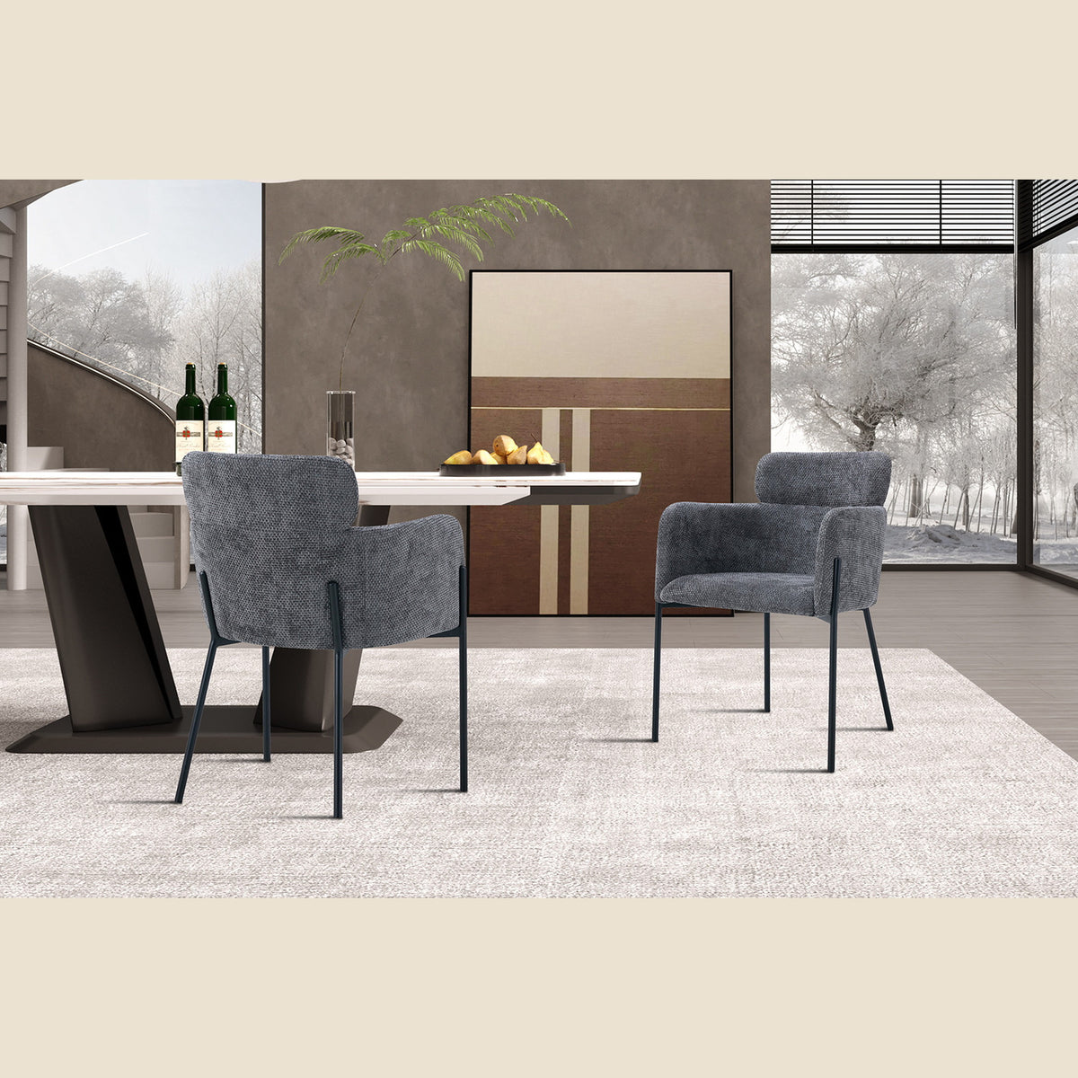 Chaise Naomi — Tissu, avec accoudoirs