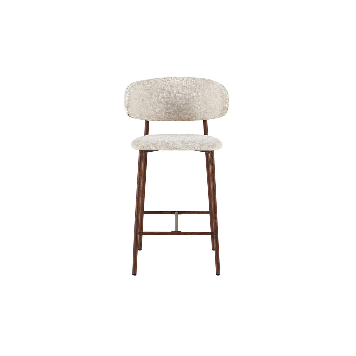 Chaise de comptoir Coco — Tissu chiné, pied naturel ou noyer