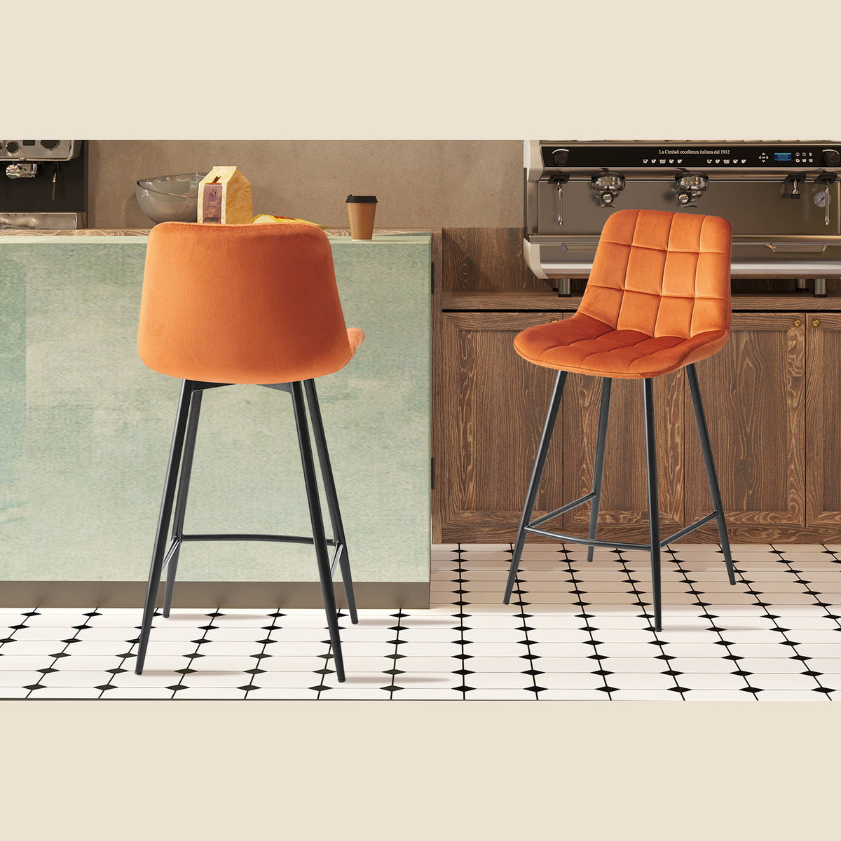 Chaise de comptoir Juta — Velours