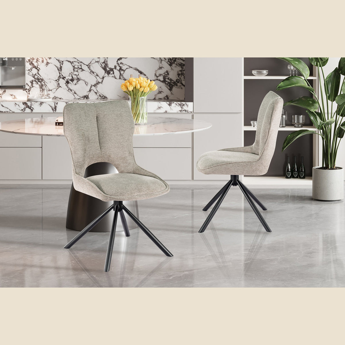 Chaise Mori — Tissu, pivotante