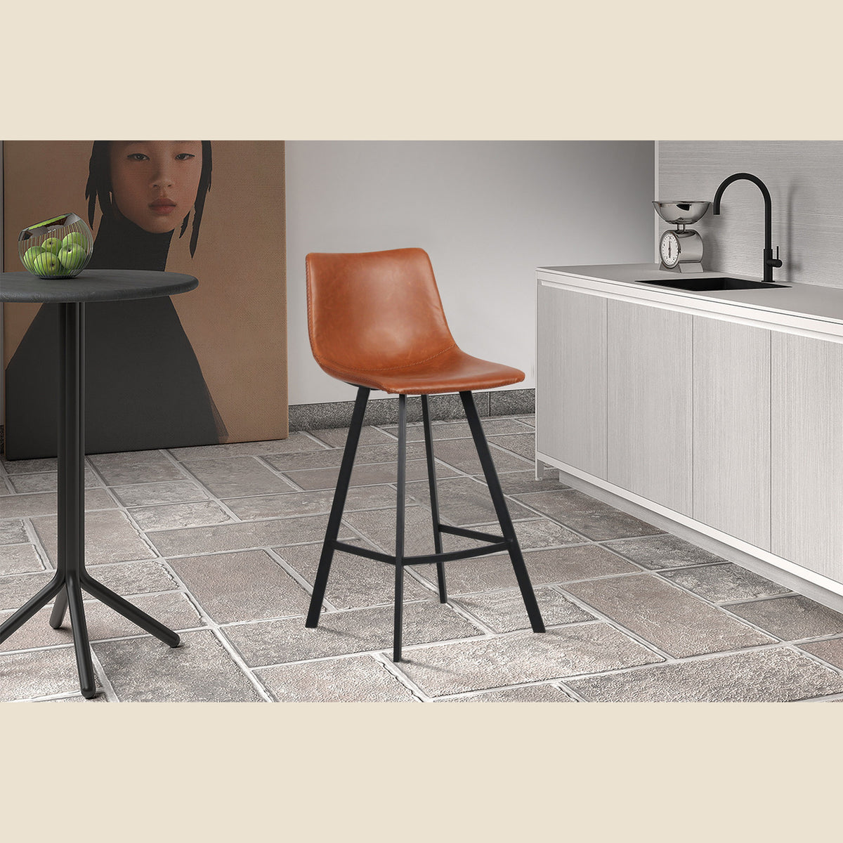 Chaise de comptoir Ozan — Simili cuir