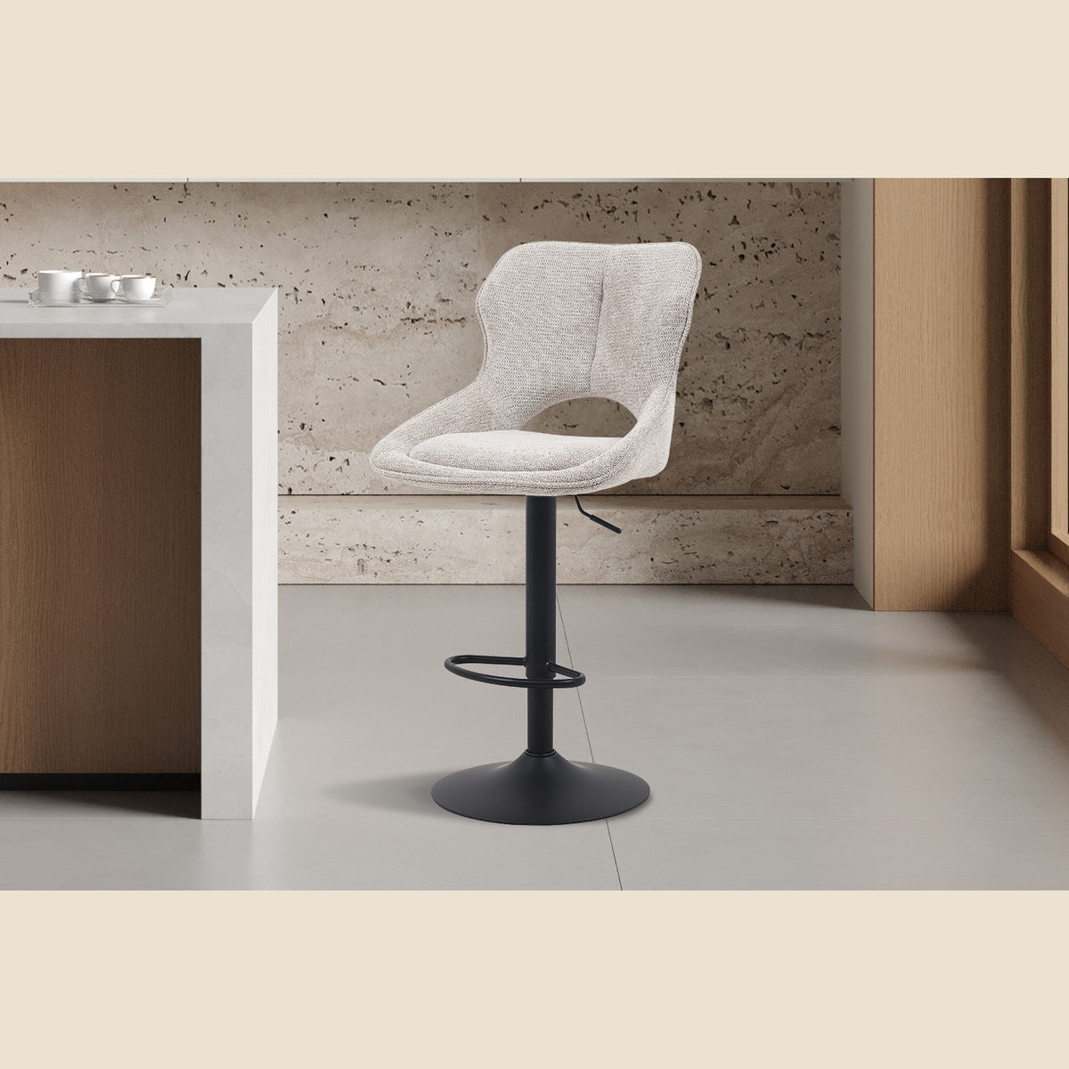 Chaise de bar Mori — Tissu, hauteur réglable