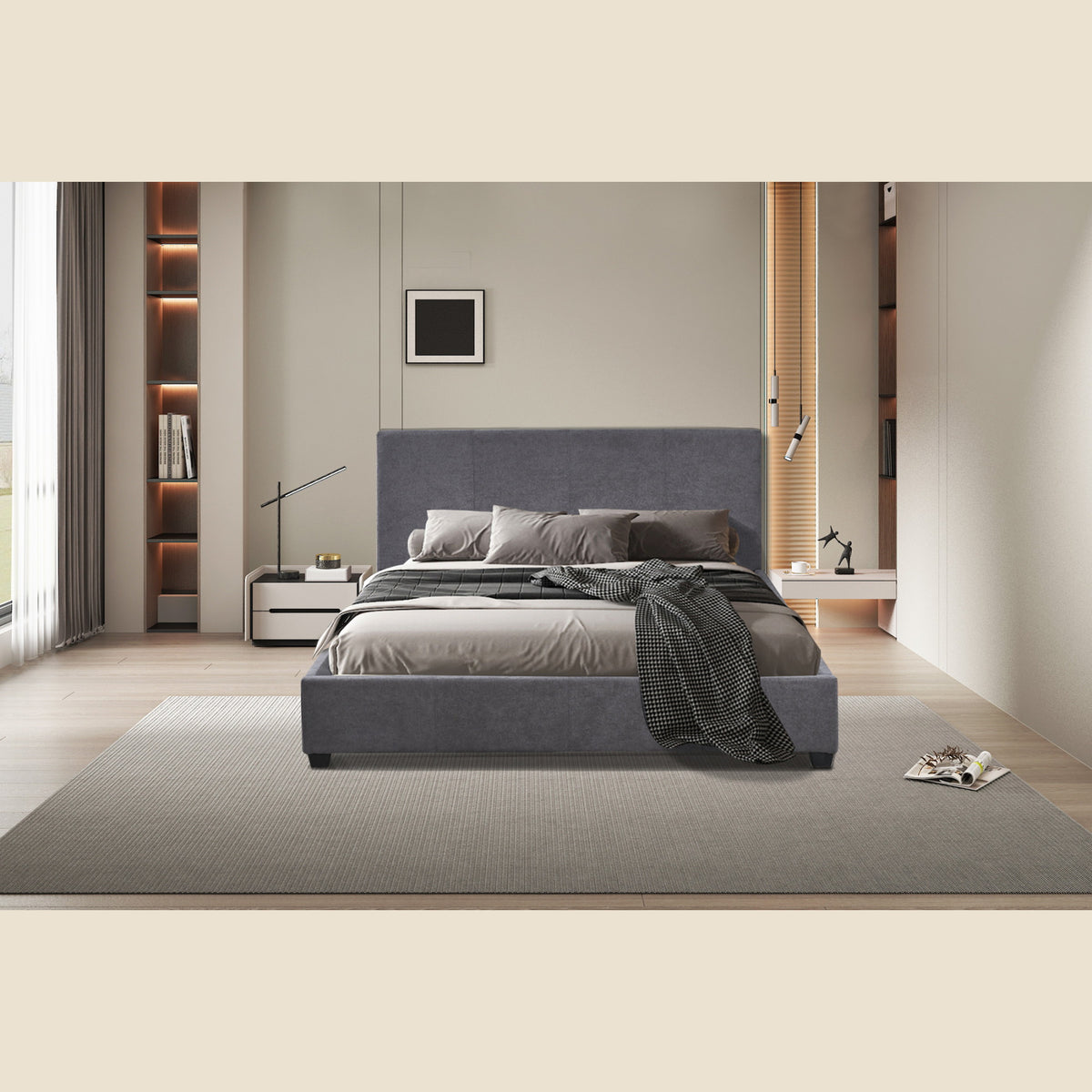 Lit Roma avec sommier — Tissu/PU