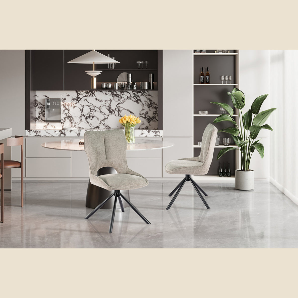 Chaise Mori — Tissu, pivotante