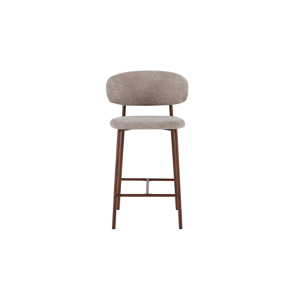 Chaise de comptoir Coco — Tissu chiné, pied naturel ou noyer