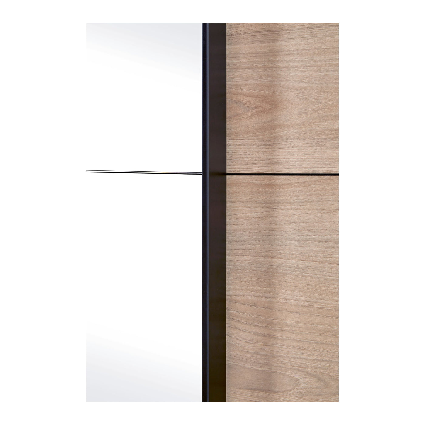 Détail porte coulissante Viola CASTELLA : panneau CASTELLA et verre miroir fumé côte à côte