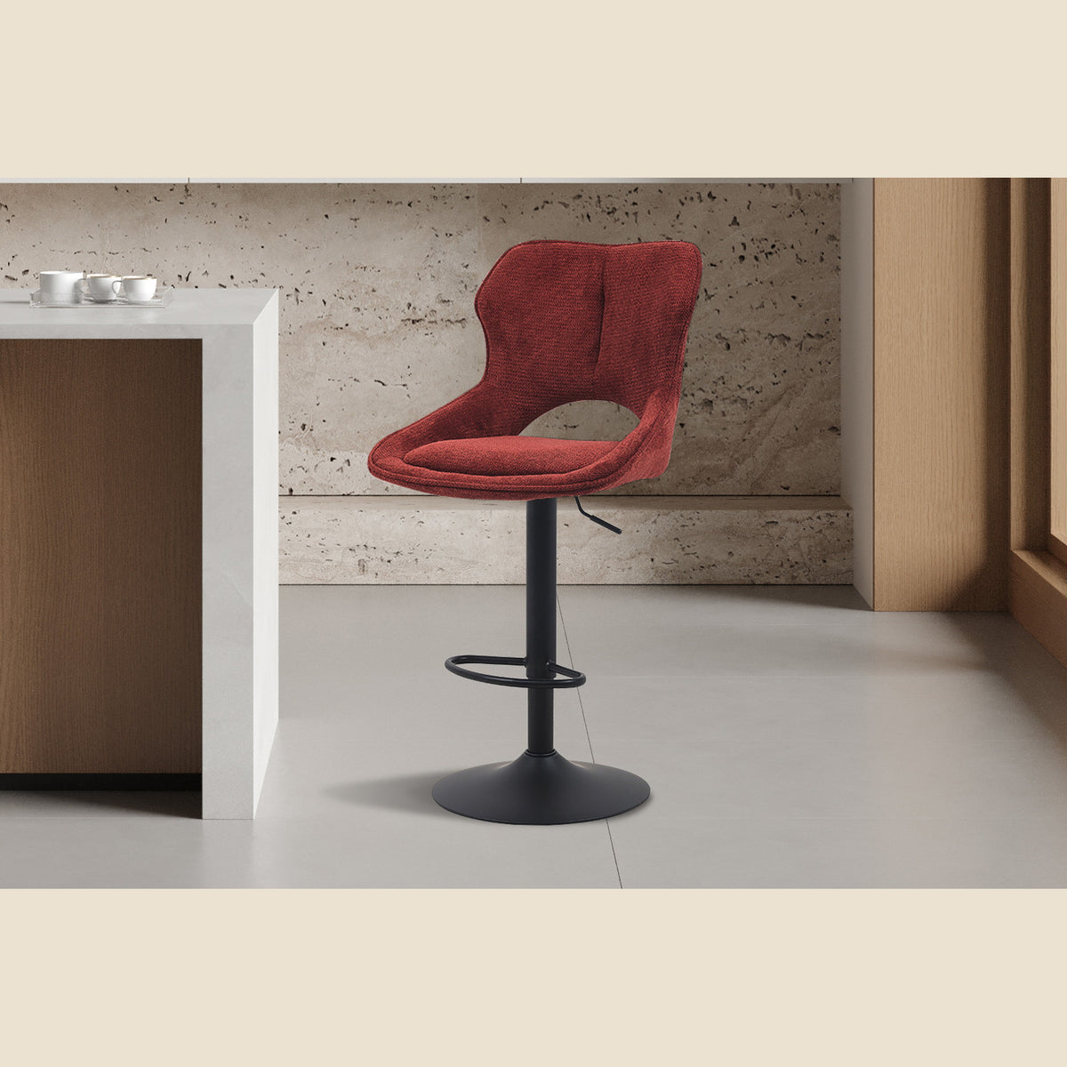 Chaise de bar Mori — Tissu, hauteur réglable