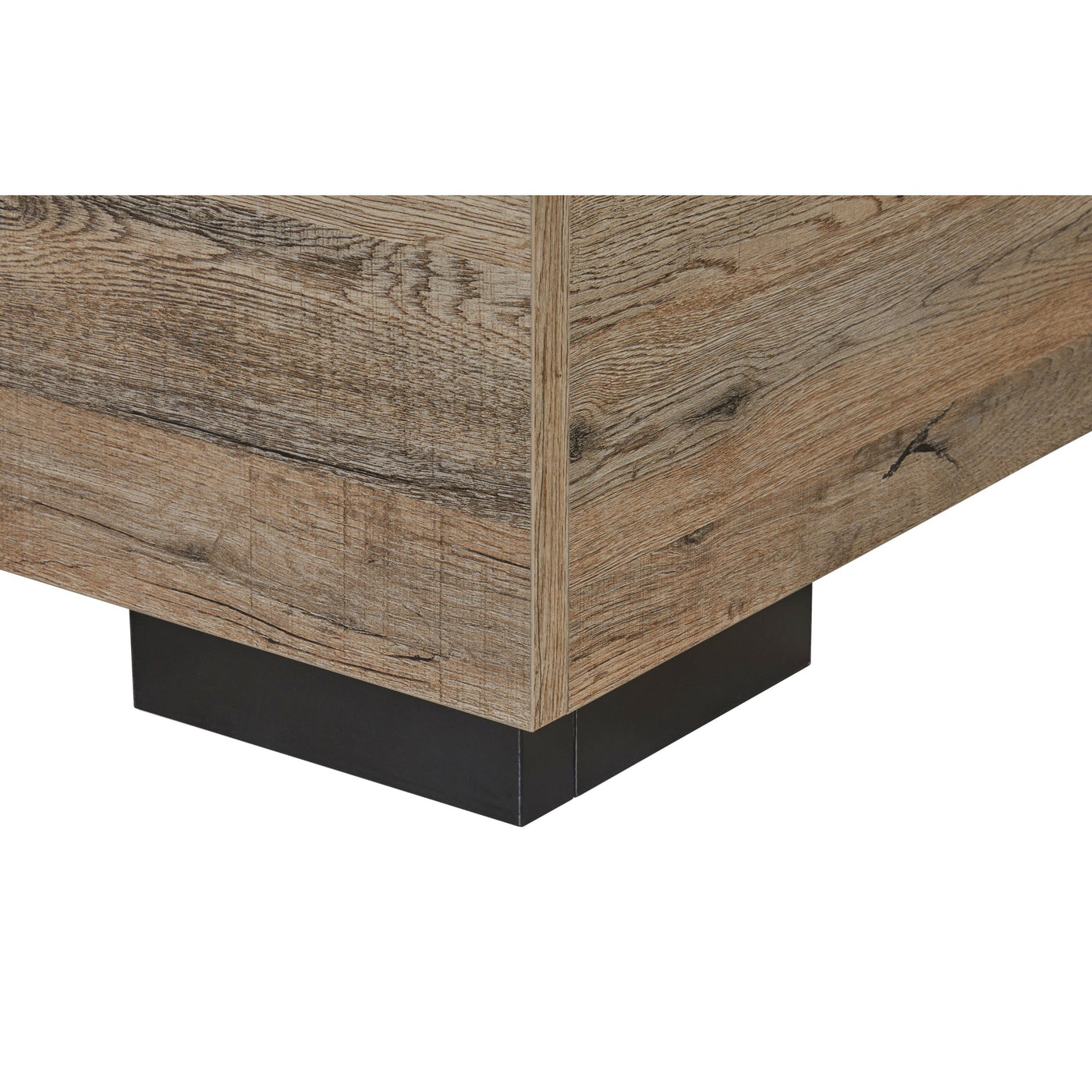 Pied de lit Olivia : bloc carré noir mat sous structure SCARLET OAK, finition contemporaine