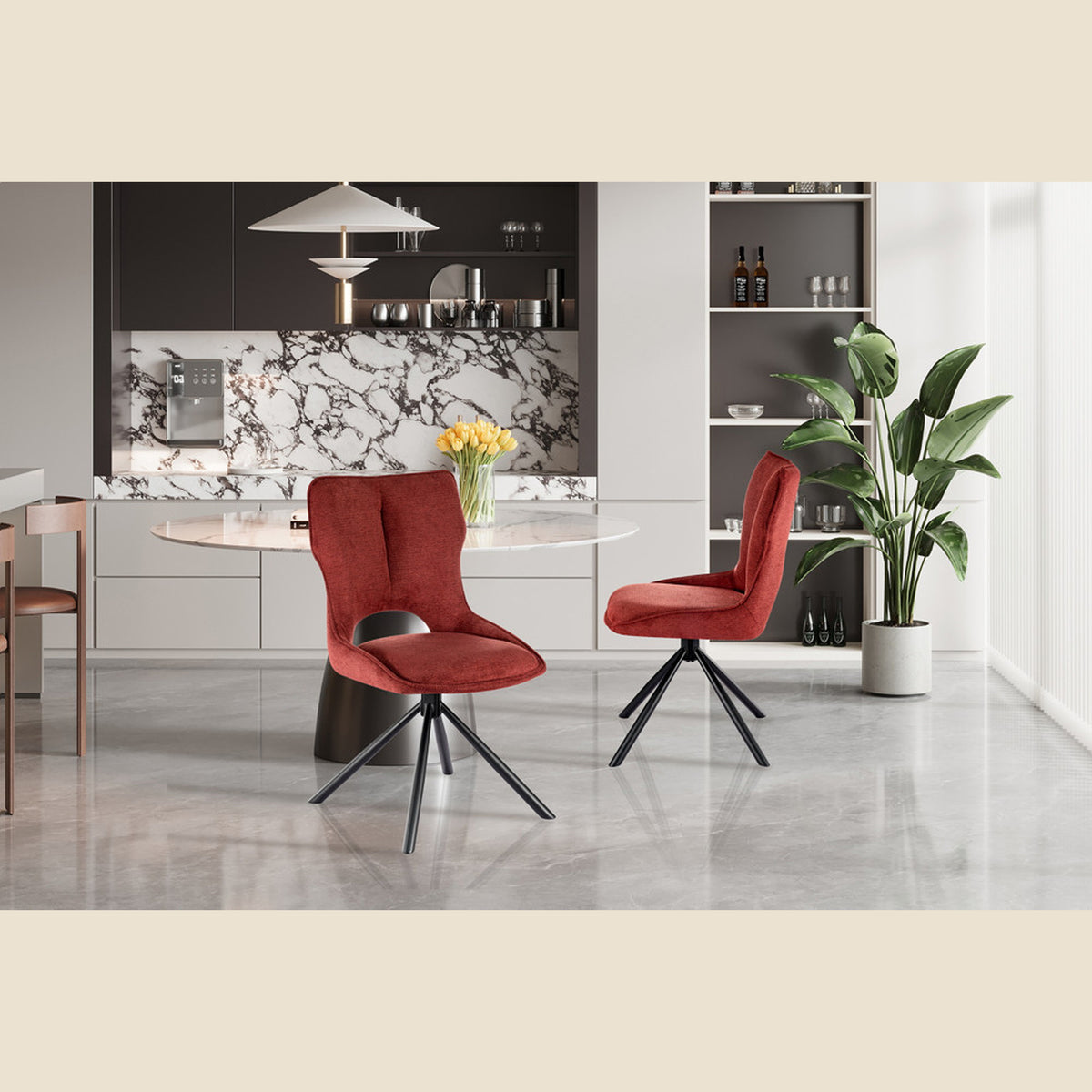 Chaise Mori — Tissu, pivotante