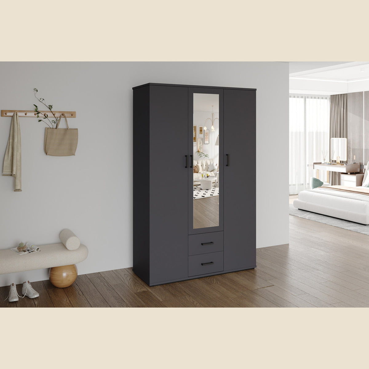 Armoire Marc — Portes battantes avec miroir