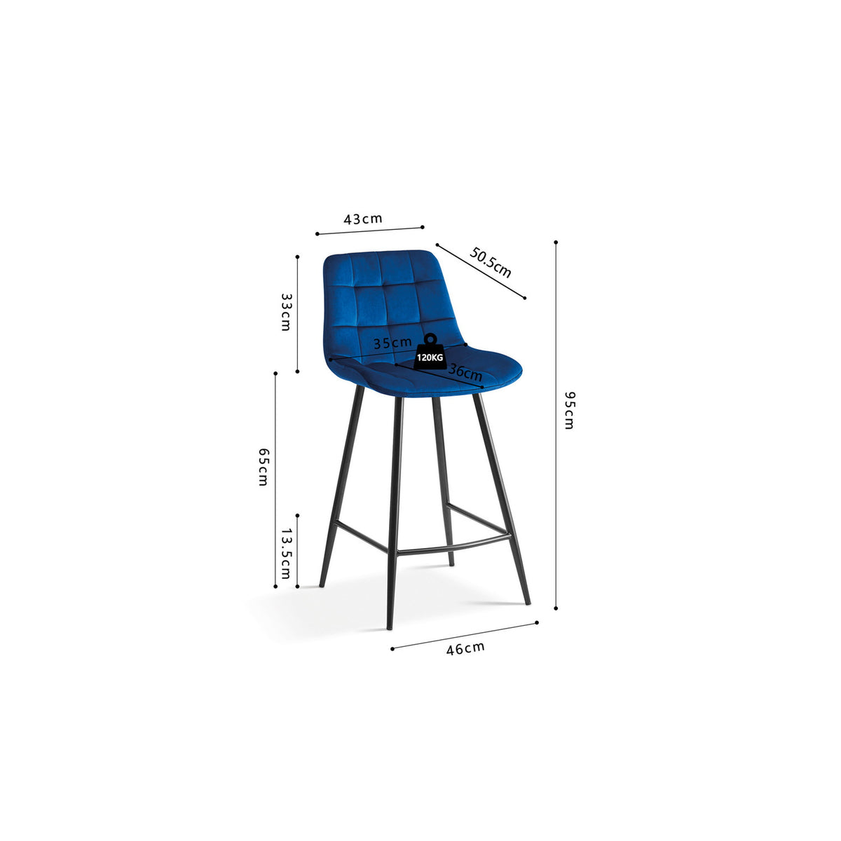 Chaise de comptoir Juta — Velours