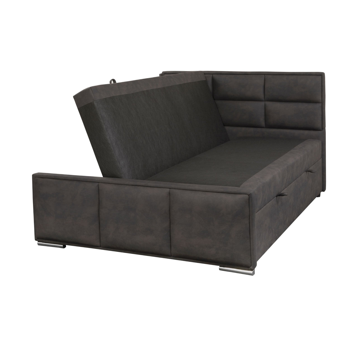 Lit boxspring Azalea TEXAS NOIR, vue de profil