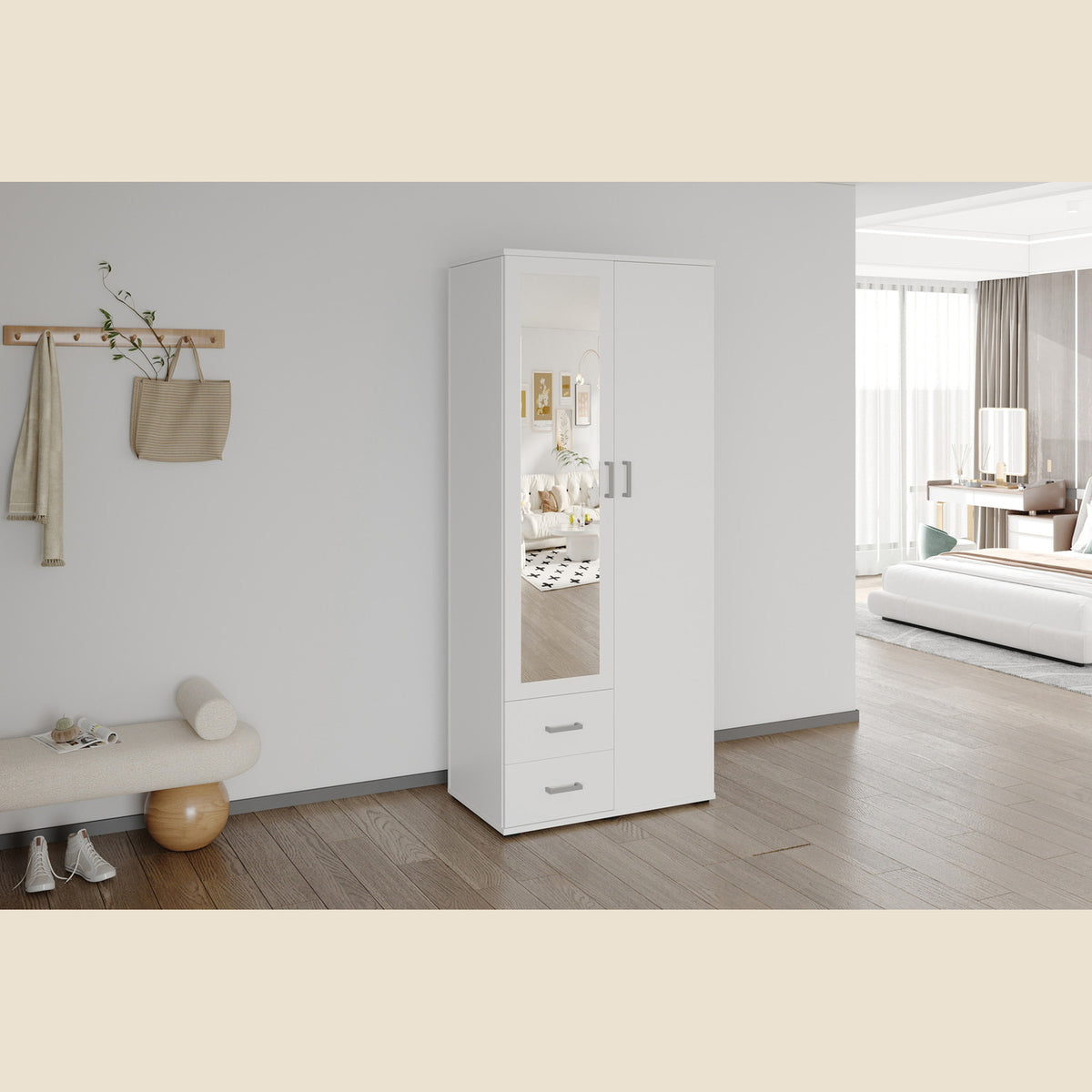 Armoire Marc — Portes battantes avec miroir