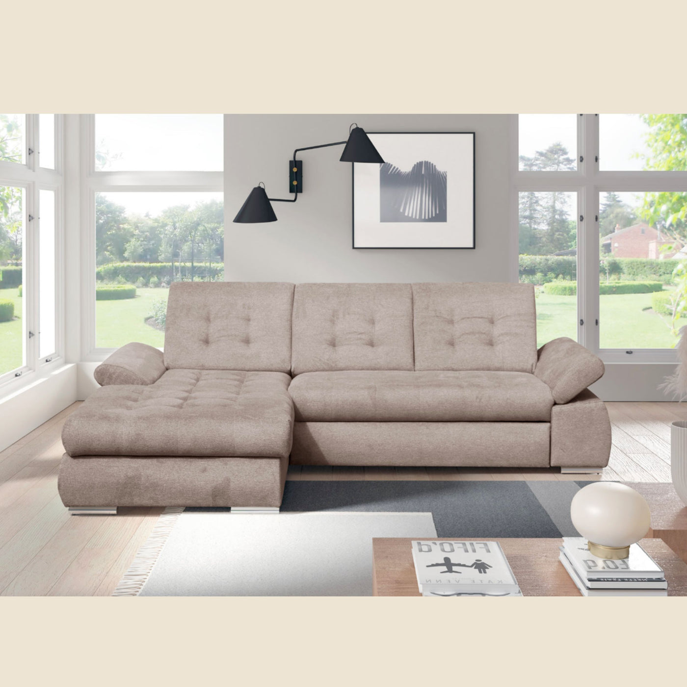 Canapé d'angle convertible Brazil Mini — Beige