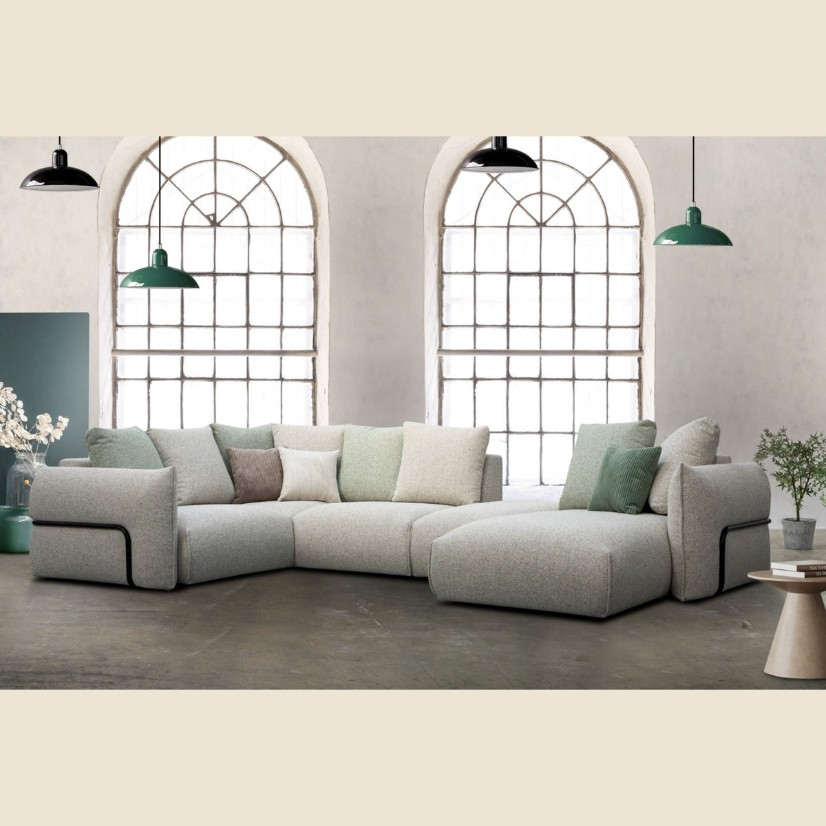 Salon d'angle modulaire Dixon — Gris clair chiné