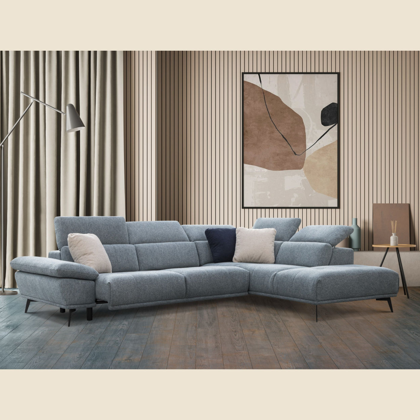 Salon d'angle modulaire Forio — Gris bleuté