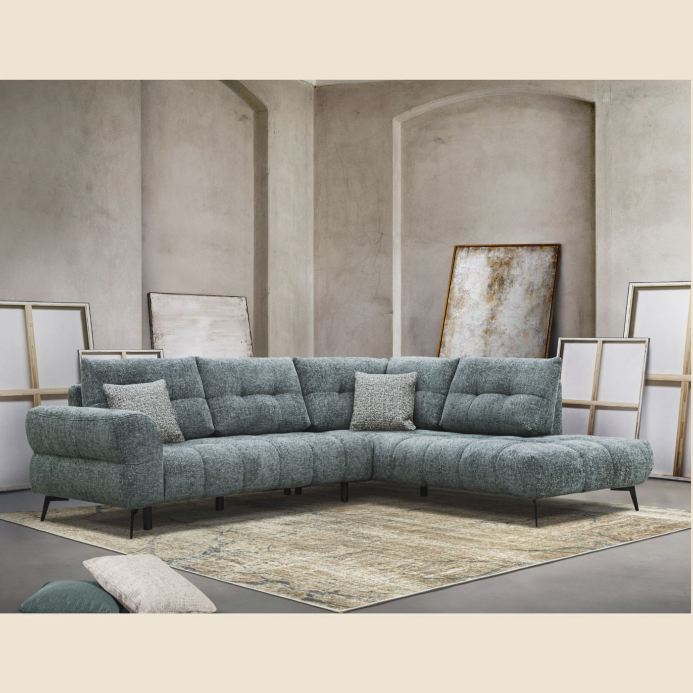 Salon d'angle modulaire Geny — Vert de gris