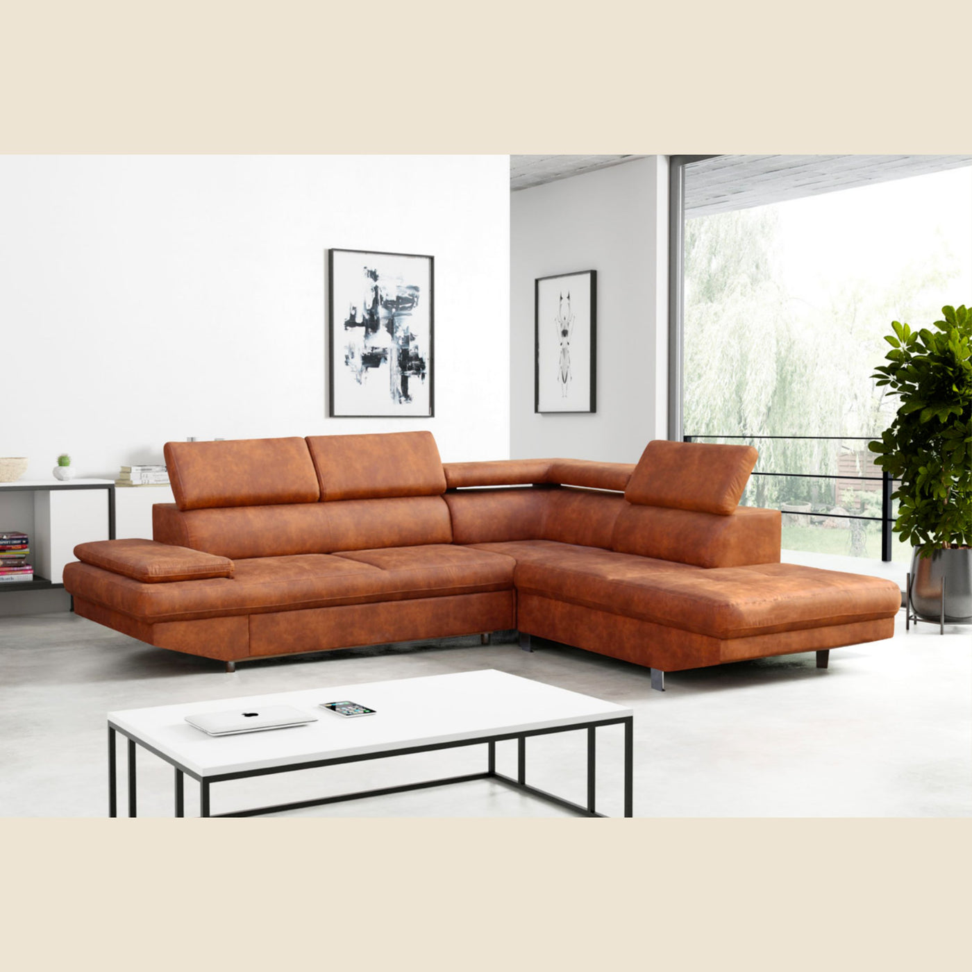 Canapé d'angle convertible Jet — Cognac