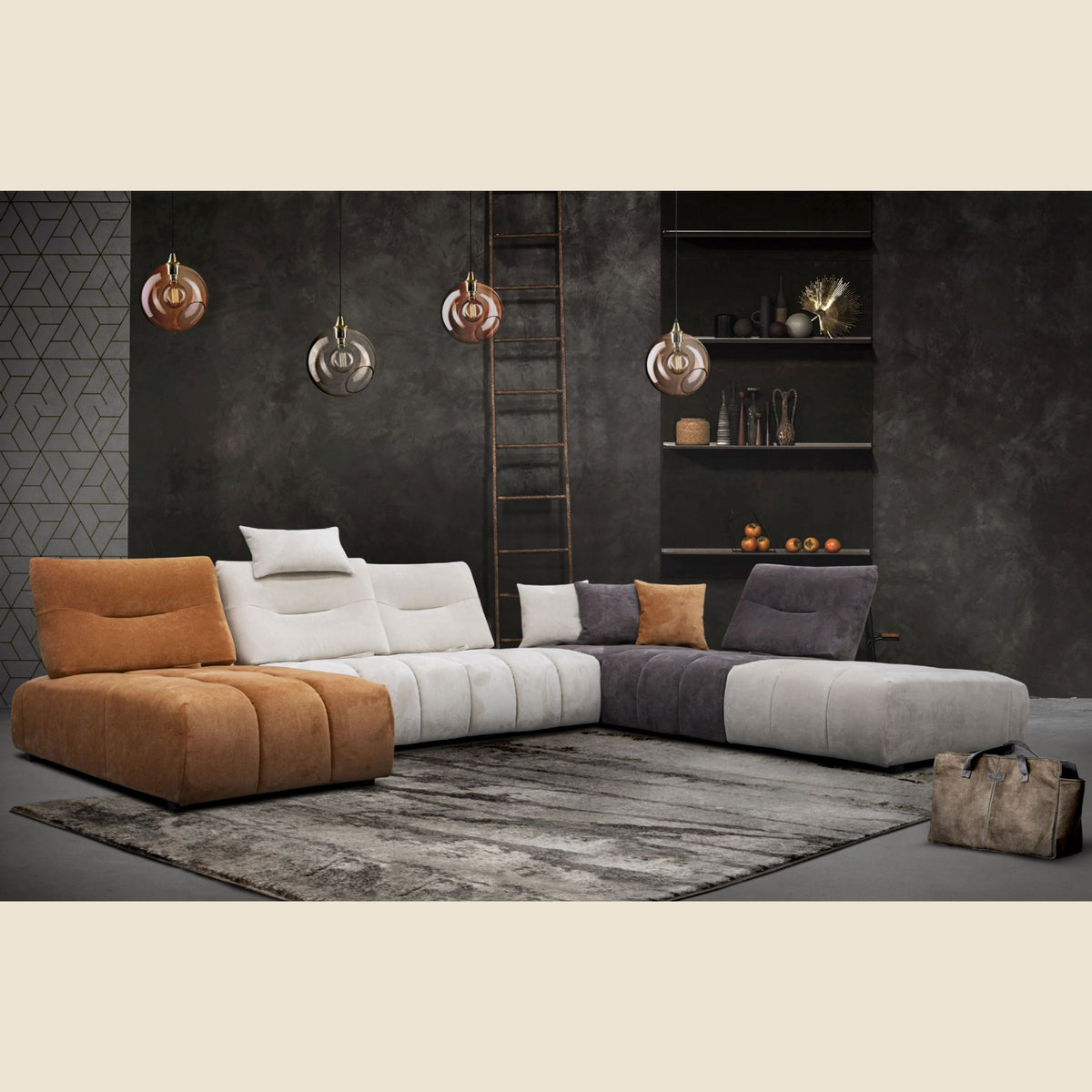 Salon d'angle modulaire Lari — Grège