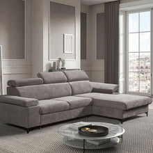 Canapé d'angle Macon en tissu ARAGON beige, méridienne droite, dans un salon élégant