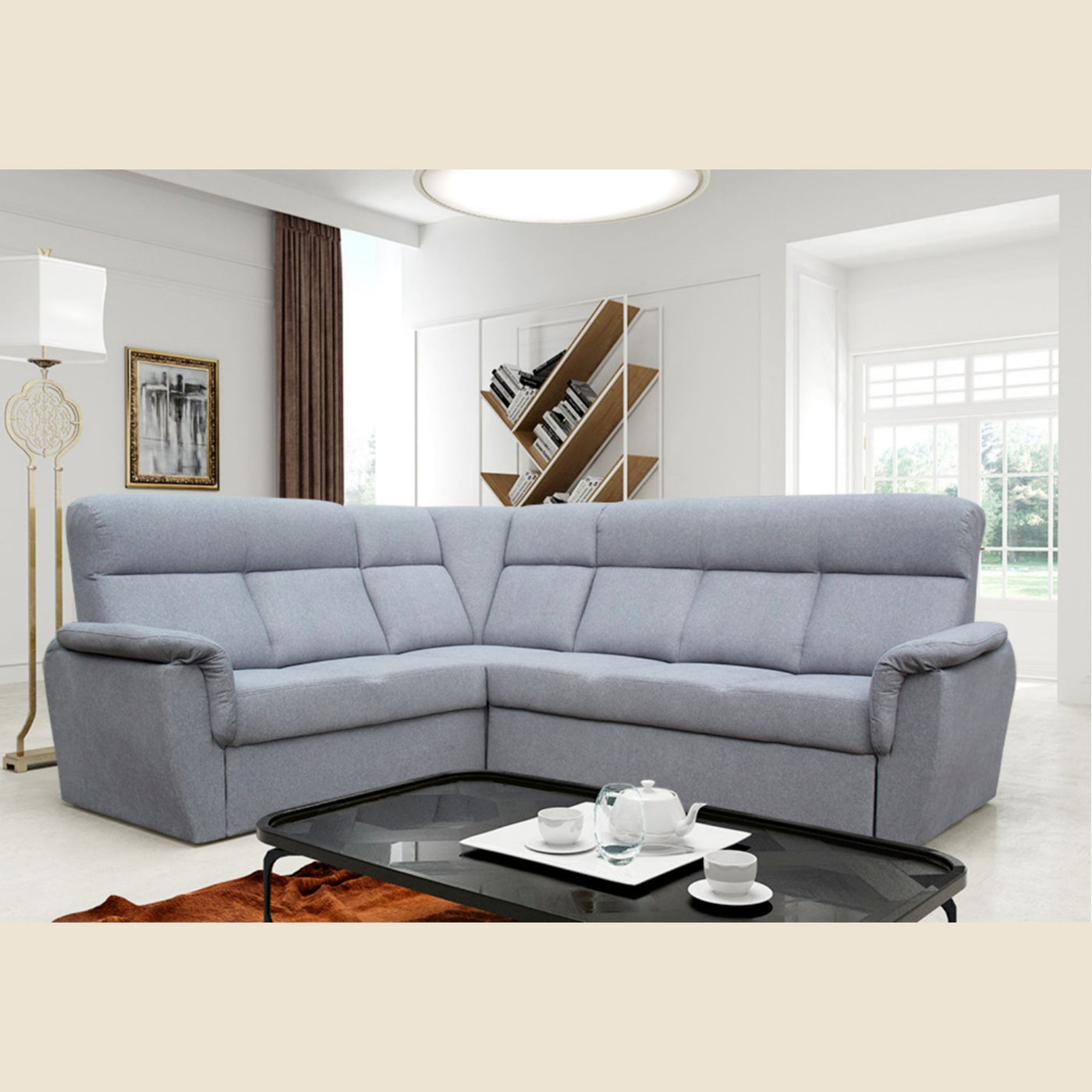 Canapé d'angle convertible Modena Mini — Gris clair