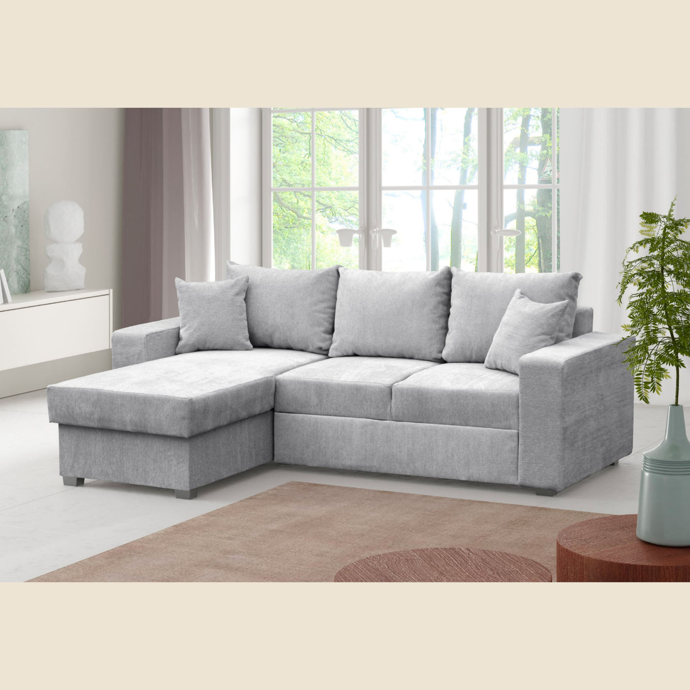 Canapé d'angle convertible Pepe — Gris clair